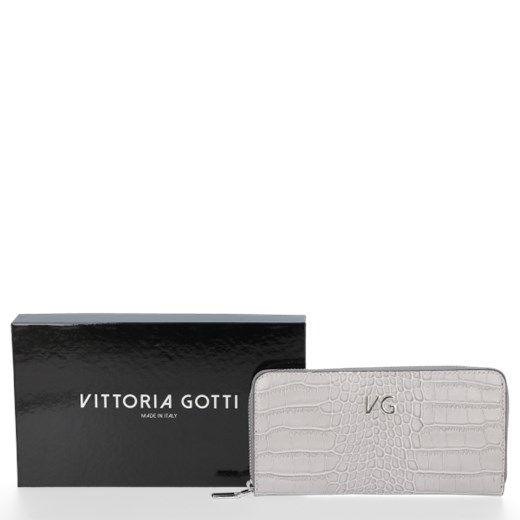 Skórzany Portfel Damski VITTORIA GOTTI Made in Italy Jasno Szary Vittoria Gotti One Size torbs.pl