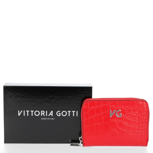 Skórzany Portfel Damski VITTORIA GOTTI Made in Italy Czerwony Vittoria Gotti One Size torbs.pl