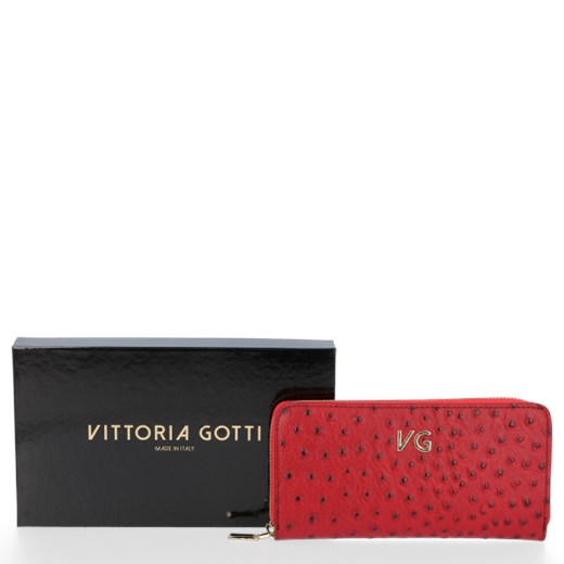 Skórzany Portfel Damski VITTORIA GOTTI Made in Italy Czerwony Vittoria Gotti One Size torbs.pl