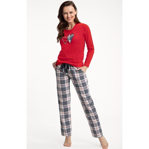 Świąteczna piżama damska w kratę 657, Kolor czerwono-kremowy, Rozmiar XL, Luna ze sklepu Intymna w kategorii Piżamy damskie - zdjęcie 165420305