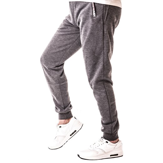 Grube Spodnie dresowe 41452 szare ze sklepu Risardi w kategorii Spodnie męskie - zdjęcie 165433397