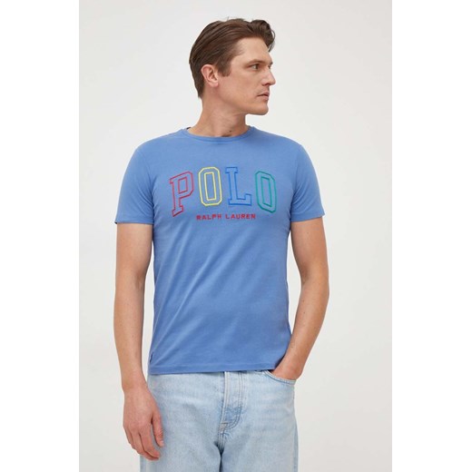 Polo Ralph Lauren t-shirt bawełniany męski kolor niebieski z aplikacją ze sklepu ANSWEAR.com w kategorii T-shirty męskie - zdjęcie 165435797