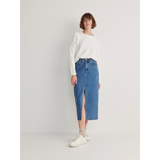 Reserved - Gładki sweter - kremowy Reserved L Reserved