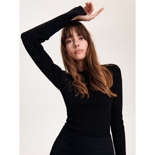 Reserved - Połyskujący sweter w prążek - czarny ze sklepu Reserved w kategorii Swetry damskie - zdjęcie 165503627