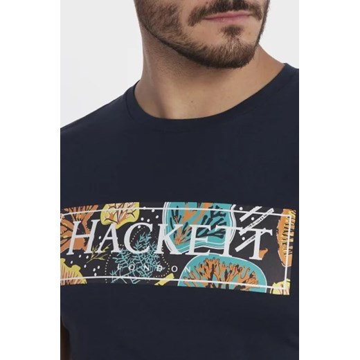 T-shirt męski Hackett London niebieski z krótkim rękawem 