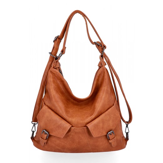 Torebka Damska z Funkcją Plecaka firmy Herisson 1502A510 Jasno Ruda ze sklepu PaniTorbalska w kategorii Torby Shopper bag - zdjęcie 165509387