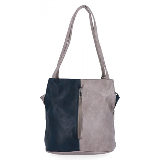 Torebka Damska Vintage z Funkcją Plecaka firmy Hernan HB0212 Granatowa/Ciemny Beż ze sklepu PaniTorbalska w kategorii Torby Shopper bag - zdjęcie 165511267