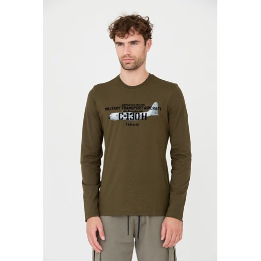 AERONAUTICA MILITARE Zielony longsleeve, Rozmiar XL ze sklepu outfit.pl w kategorii T-shirty męskie - zdjęcie 165515776