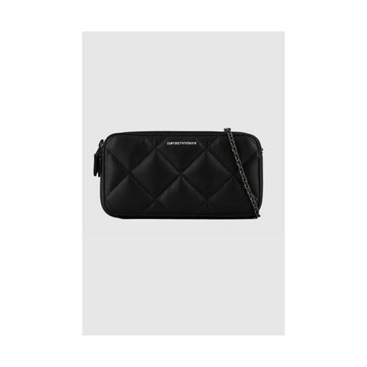 EMPORIO ARMANI Mała czarna pikowana torebka na łańcuszku ze sklepu outfit.pl w kategorii Kopertówki - zdjęcie 165515827