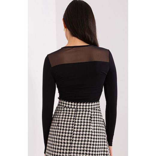 Czarna elegancka bluzka damska z długim rękawem RV-BZ-9201.78P, Kolor czarny, Rozmiar S, BASIC FEEL GOOD ze sklepu Primodo w kategorii Bluzki damskie - zdjęcie 165532597
