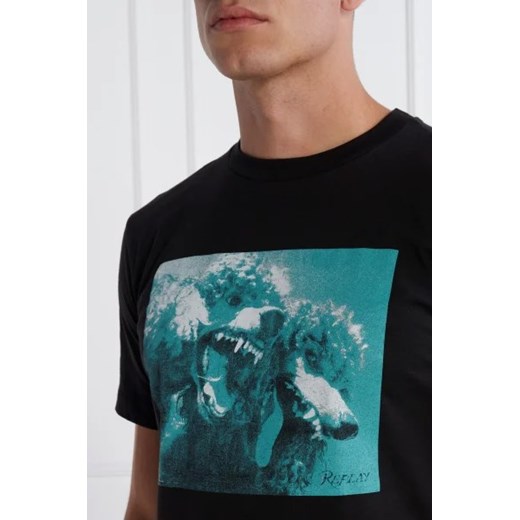 T-shirt męski Replay z krótkimi rękawami czarny jesienny