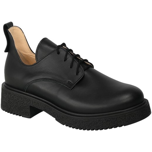 Półbuty Euromoda Shoes TMX1655 Czarny Skórzane ze sklepu EuroButy.com.pl w kategorii Półbuty damskie - zdjęcie 165536769