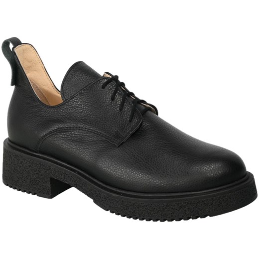 Półbuty Euromoda Shoes TMX1655 Czarny G Skórzane ze sklepu EuroButy.com.pl w kategorii Półbuty damskie - zdjęcie 165536777