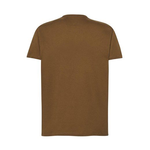 T-shirt męski JK Collection z krótkim rękawem brązowy bawełniany 