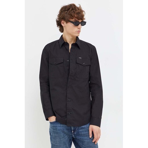 G-Star Raw koszula bawełniana męska kolor czarny slim z kołnierzykiem klasycznym ze sklepu ANSWEAR.com w kategorii Koszule męskie - zdjęcie 165566358