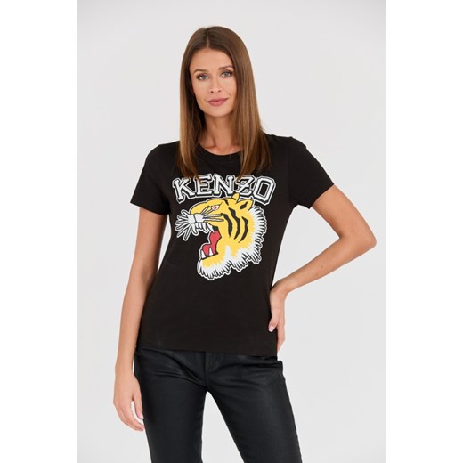 KENZO Czarny t-shirt Tiger Varsity crewneck, Wybierz rozmiar L ze sklepu outfit.pl w kategorii Bluzki damskie - zdjęcie 165575336
