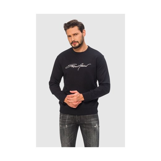 EMPORIO ARMANI Granatowa bluza męska z białym wyszywanym logo, Rozmiar XXL ze sklepu outfit.pl w kategorii Bluzy męskie - zdjęcie 165577516