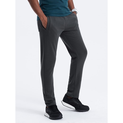 Spodnie męskie dresowe z prostą nogawką - grafitowe V10 OM-PABS-0155 ze sklepu ombre w kategorii Spodnie męskie - zdjęcie 165581305