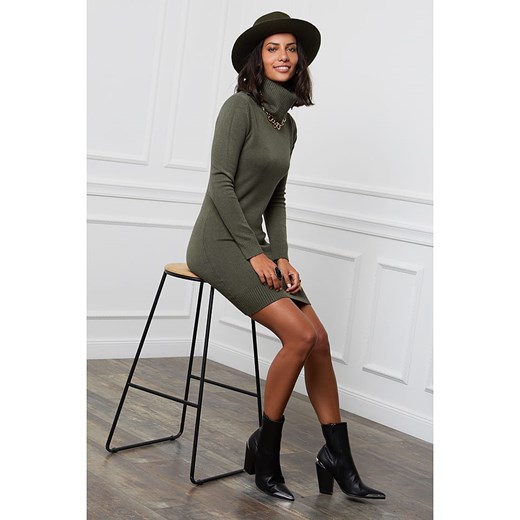 Soft Cashmere Sukienka dzianinowa w kolorze khaki ze sklepu Limango Polska w kategorii Sukienki - zdjęcie 165581737