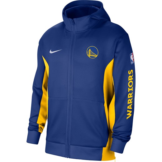 Męska bluza z kapturem i zamkiem na całej długości Nike Dri-FIT NBA Golden State Warriors Showtime - Niebieski ze sklepu Nike poland w kategorii Bluzy męskie - zdjęcie 165585169