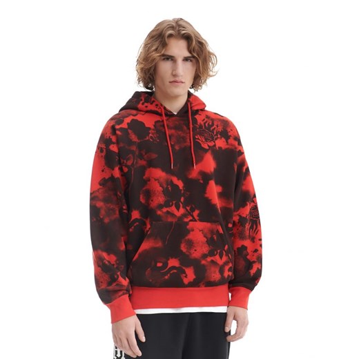 Cropp - Czerwono-czarna bluza z kapturem - czerwony Cropp M Cropp