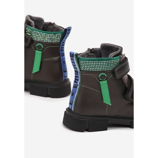 Brązowe buty zimowe dziecięce Born2be na rzepy 