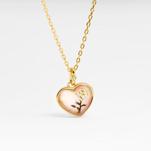 naszyjnik z sercem i masą perłową, srebrny pozłacany ze sklepu ANIA KRUK w kategorii Naszyjniki - zdjęcie 165591915
