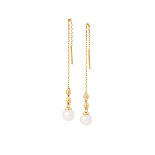 kolczyki wiszące z perłami srebrne pozłacane ze sklepu ANIA KRUK w kategorii Kolczyki - zdjęcie 165592236