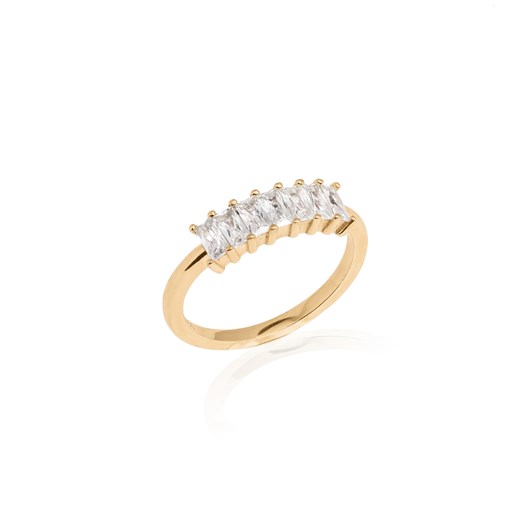 pierścionek z cyrkoniami srebrny pozłacany ze sklepu ANIA KRUK w kategorii Pierścionki - zdjęcie 165592326