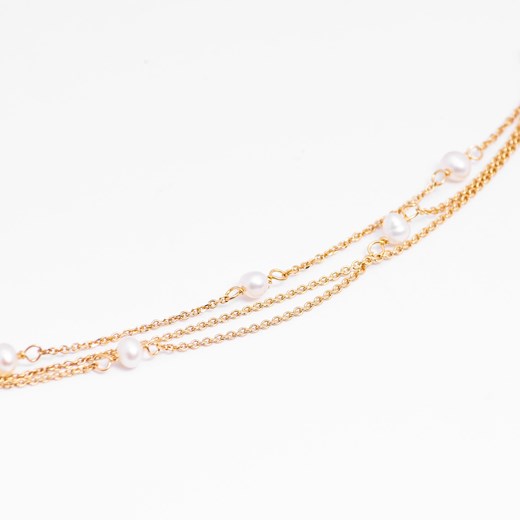 bransoletka potrójna z perłami, srebrna pozłacana ze sklepu ANIA KRUK w kategorii Bransoletki - zdjęcie 165592339