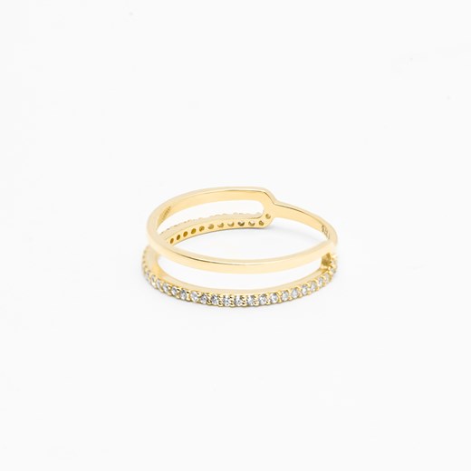 pierścionek podwójny z cyrkoniami, złoty ze sklepu ANIA KRUK w kategorii Pierścionki - zdjęcie 165592436