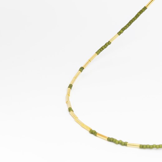 naszyjnik z koralikami oliwkowymi, srebrny pozłacany ze sklepu ANIA KRUK w kategorii Naszyjniki - zdjęcie 165592506