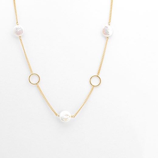 naszyjnik z perłami i kółkami, srebrny pozłacany ze sklepu ANIA KRUK w kategorii Naszyjniki - zdjęcie 165592515