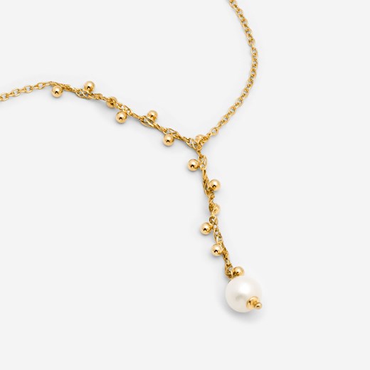 naszyjnik z kuleczkami i perłą, srebrny pozłacany ze sklepu ANIA KRUK w kategorii Naszyjniki - zdjęcie 165592587