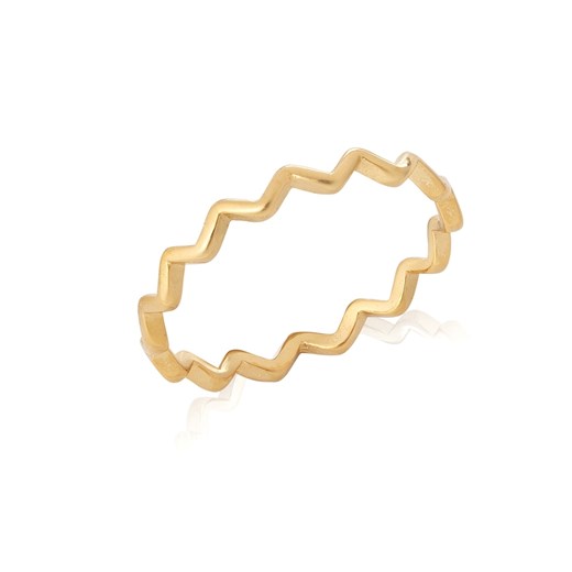 pierścionek zygzak srebrny pozłacany ze sklepu ANIA KRUK w kategorii Pierścionki - zdjęcie 165592945