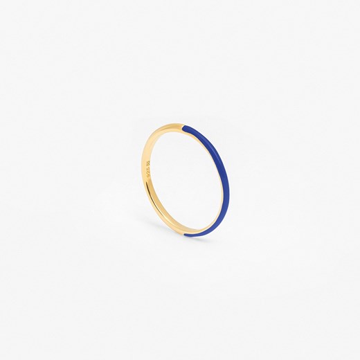 pierścionek z niebieską emalią srebrny pozłacany ze sklepu ANIA KRUK w kategorii Pierścionki - zdjęcie 165593057