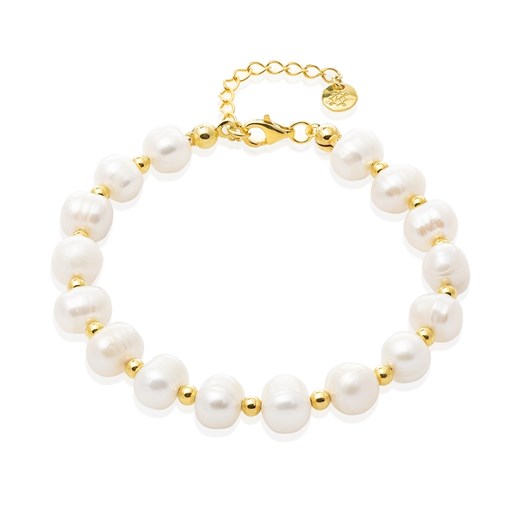 bransoletka z perłami srebrna pozłacana ze sklepu ANIA KRUK w kategorii Bransoletki - zdjęcie 165593138