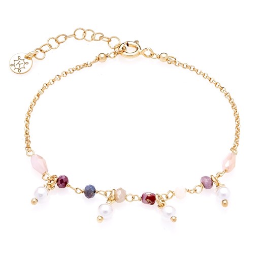 bransoletka z perłami i koralikami, srebrna pozłacana ze sklepu ANIA KRUK w kategorii Bransoletki - zdjęcie 165593196