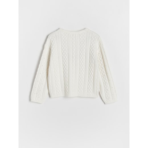 Reserved - Sweter z perełkami - złamana biel Reserved 146 (10 lat) Reserved