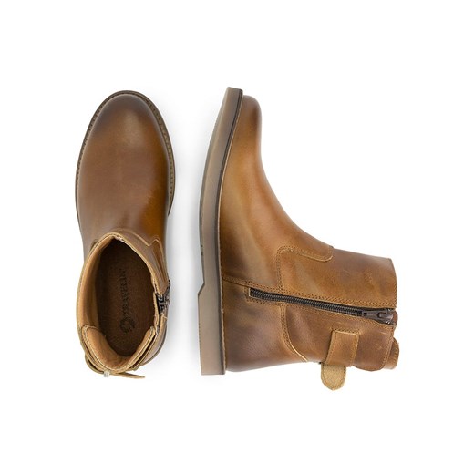 Botki Travelin' brązowe płaskie z zamkiem 