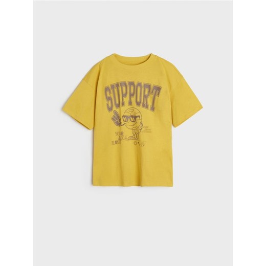 Sinsay - Koszulka z nadrukiem k - żółty Sinsay 146 Sinsay
