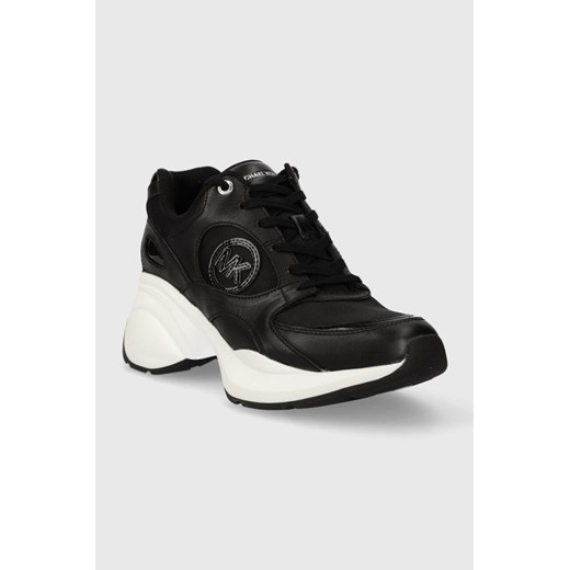 Michael Kors buty sportowe damskie sneakersy czarne sznurowane na platformie 