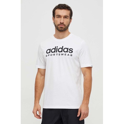 adidas t-shirt bawełniany męski kolor biały z nadrukiem IW8835 ze sklepu ANSWEAR.com w kategorii T-shirty męskie - zdjęcie 165598905