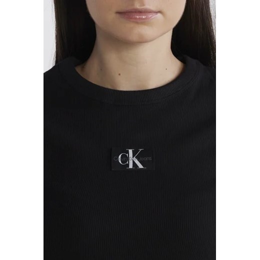 Bluzka damska Calvin Klein wiosenna z krótkimi rękawami z okrągłym dekoltem 