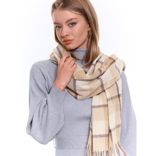 GATE Damski szeroki szalik w kratkę z frędzlami uni Gate uniwersalny promocyjna cena gateshop