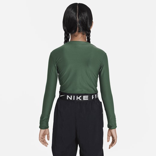 Bluzka dziewczęca zielona Nike z długim rękawem 