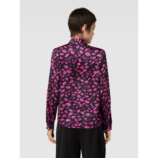 Bluzka damska różowa Hugo Boss casual z długim rękawem w abstrakcyjnym wzorze 