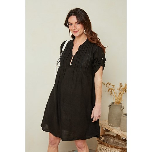 Le Monde du Lin Lniana sukienka w kolorze czarnym ze sklepu Limango Polska w kategorii Sukienki - zdjęcie 165629077