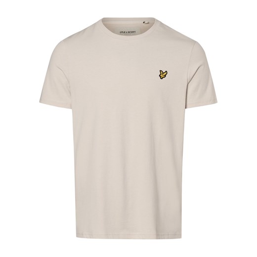 Lyle & Scott T-shirt męski Mężczyźni Dżersej beżowy jednolity ze sklepu vangraaf w kategorii T-shirty męskie - zdjęcie 165630845