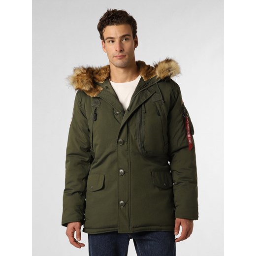 Alpha Industries Parka męska Mężczyźni Sztuczne włókno khaki jednolity ze sklepu vangraaf w kategorii Kurtki męskie - zdjęcie 165630976